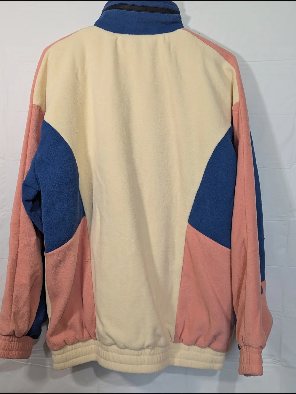 NWT Genanx Oversized Colorblock Fleece Jacket Size M Cream Pink Blue Y2K Streetw